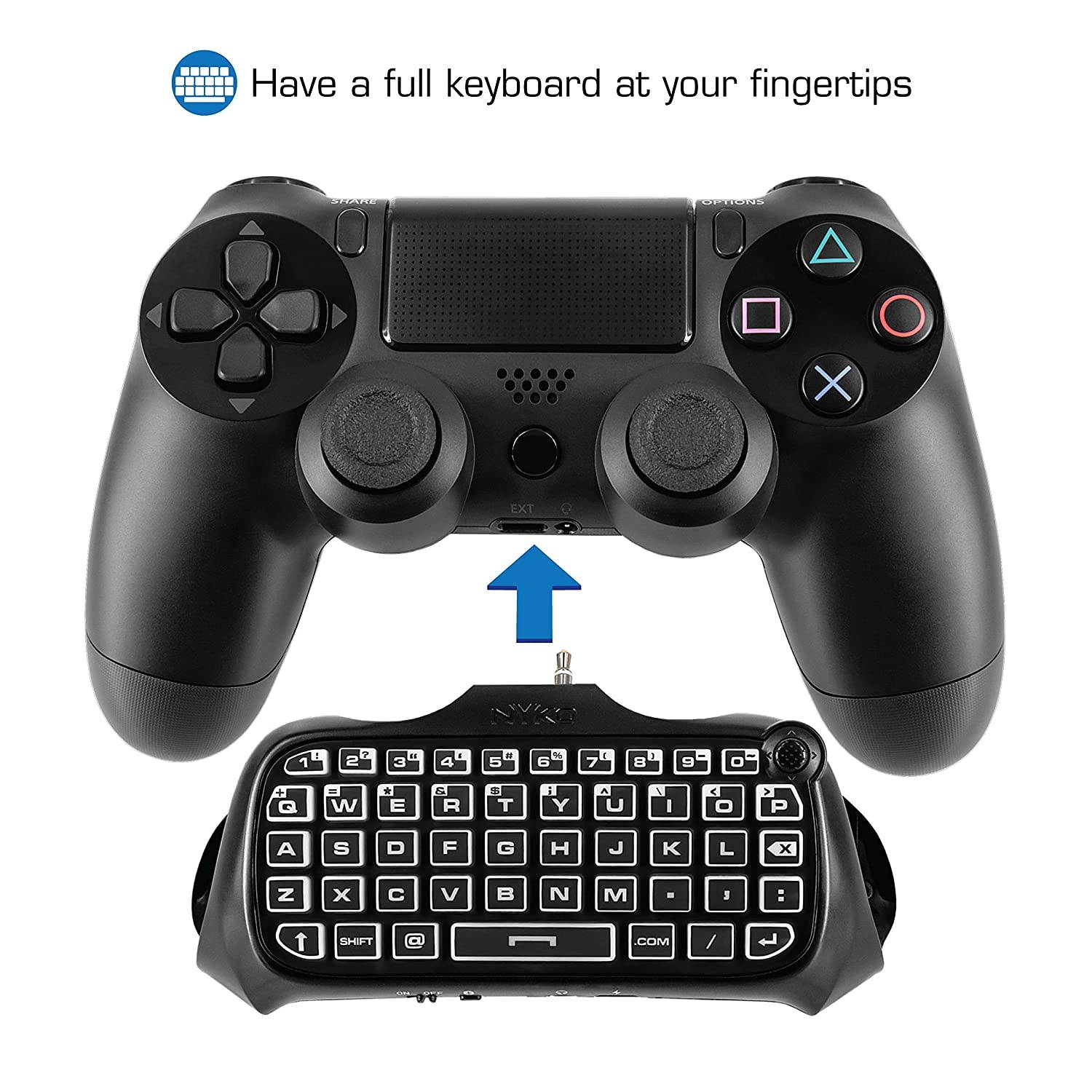 Nyko Type Pad - Bluetooth Mini Wireless Chat Pad Message Keyboard with Built-in Speaker and 3.5mm Jack for PlayStation DualShock 4 Controller