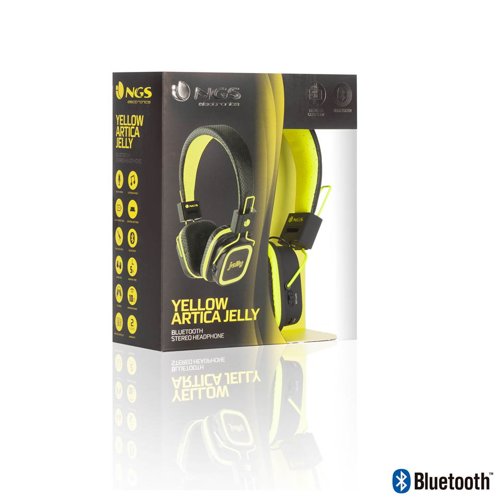 NGS Artica Jelly Bluetooth Stereo Headphones with Micro SD Card Slot Color Yellow Model YELLOWARTICAJELLY