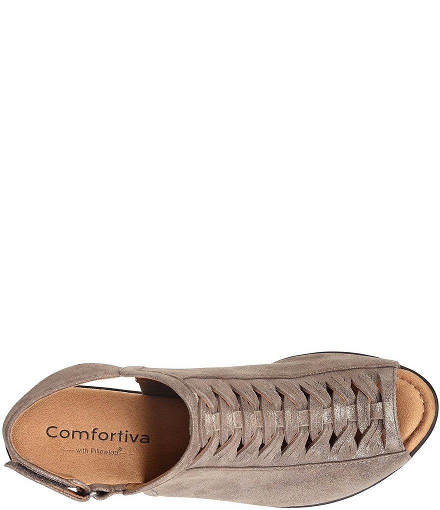 Comfortiva Finella Metallic Suede Slingback Peep Toe Mules
