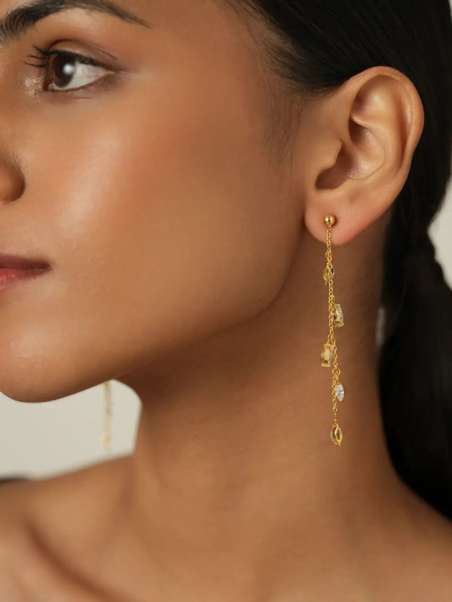 Mabel 92.5 Sterling Silver Tiny leaf Dangler Earrings for Women