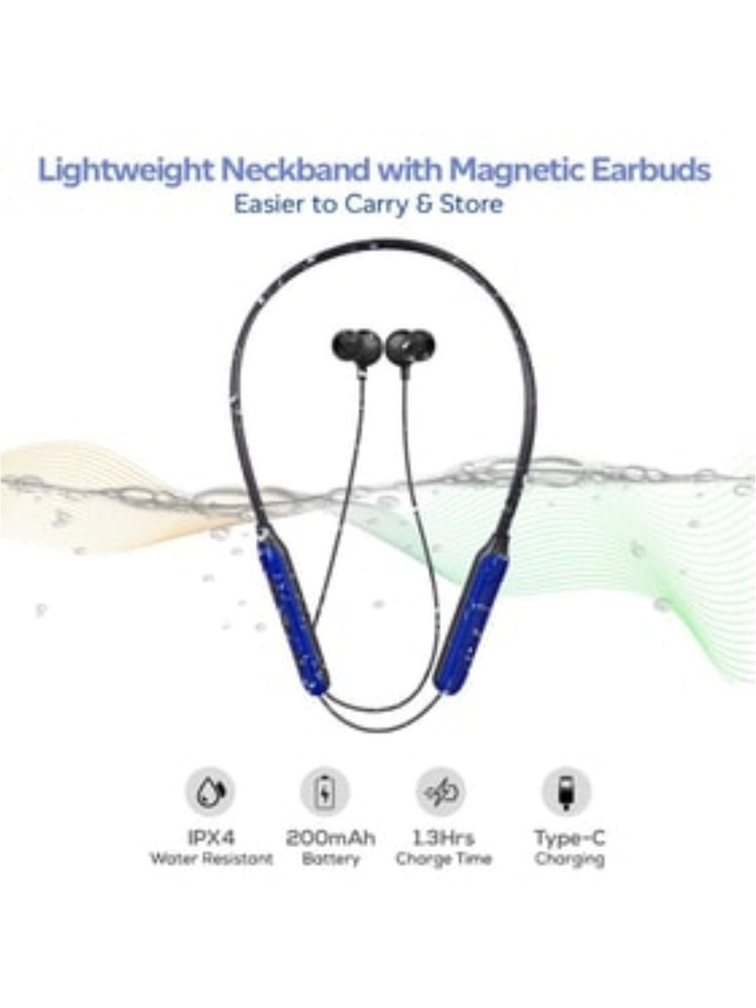 PTron Tangent Duo Bluetooth 5.2 Wireless in-Ear Earbuds with Mic, 24 Hours Playback (Black & Blue)