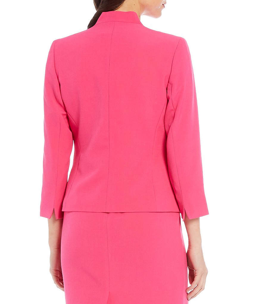 Kasper Petite Size Long Sleeve Crepe Inverted Collar Jacket