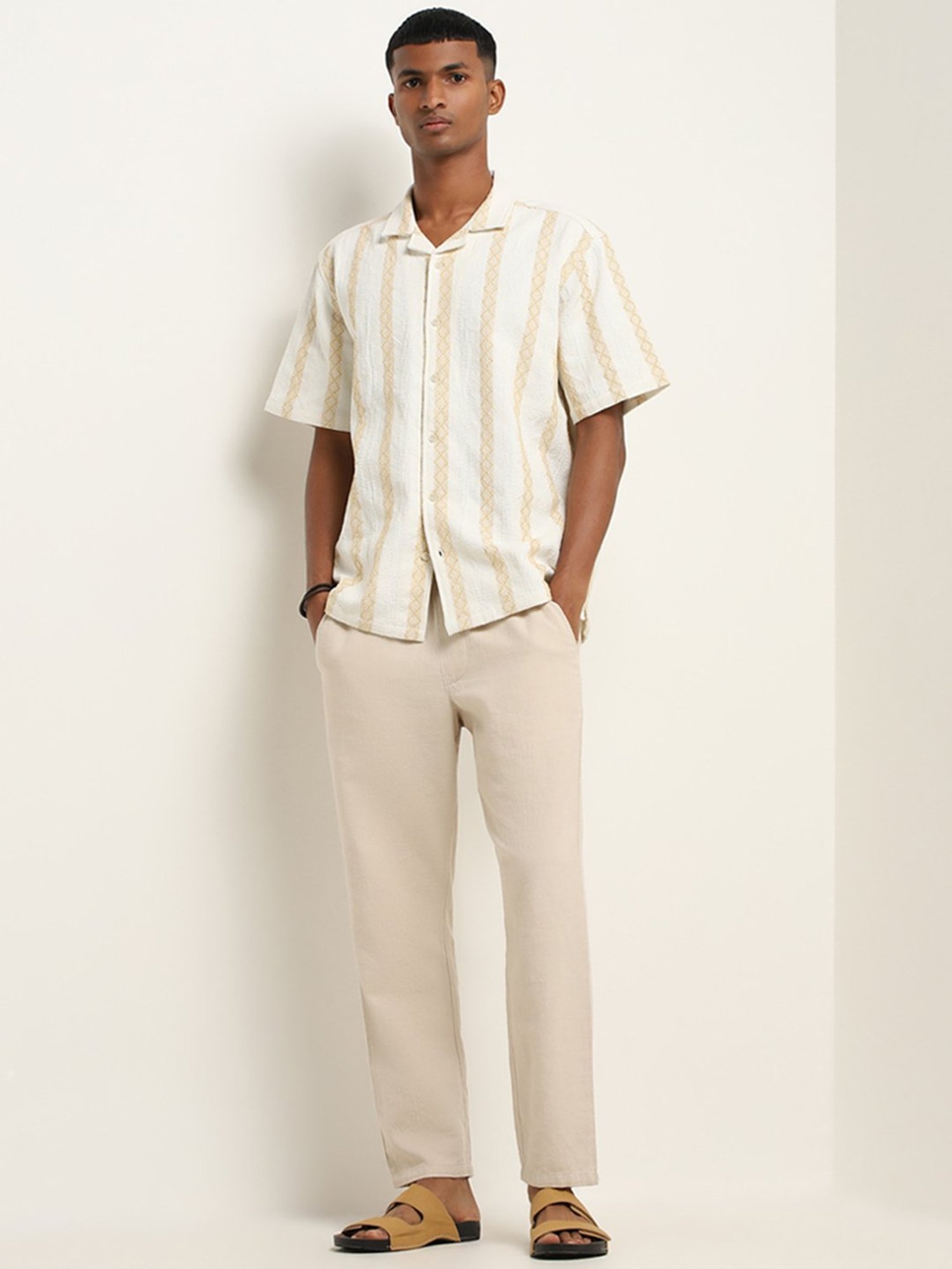 ETA by Westside Yellow Textured Relaxed Fit Shirt
