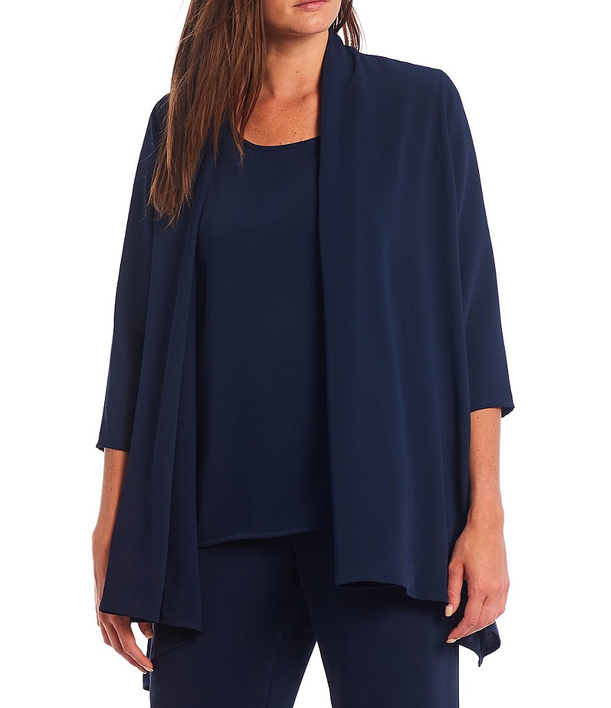 Caroline Rose Matte Crepe Open-Front Side Drape Jacket