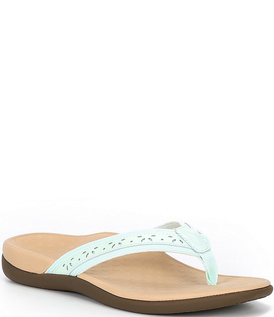 Vionic Casandra Perforated Leather Thong Sandals