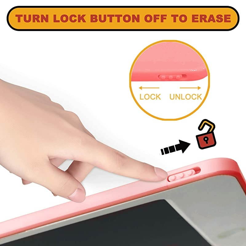 LCD Writing Tablet, 10 inches Electronic Graphic Tablet, Writing & Drawing Doodle Board with Memory Lock for Age 3+ Pink