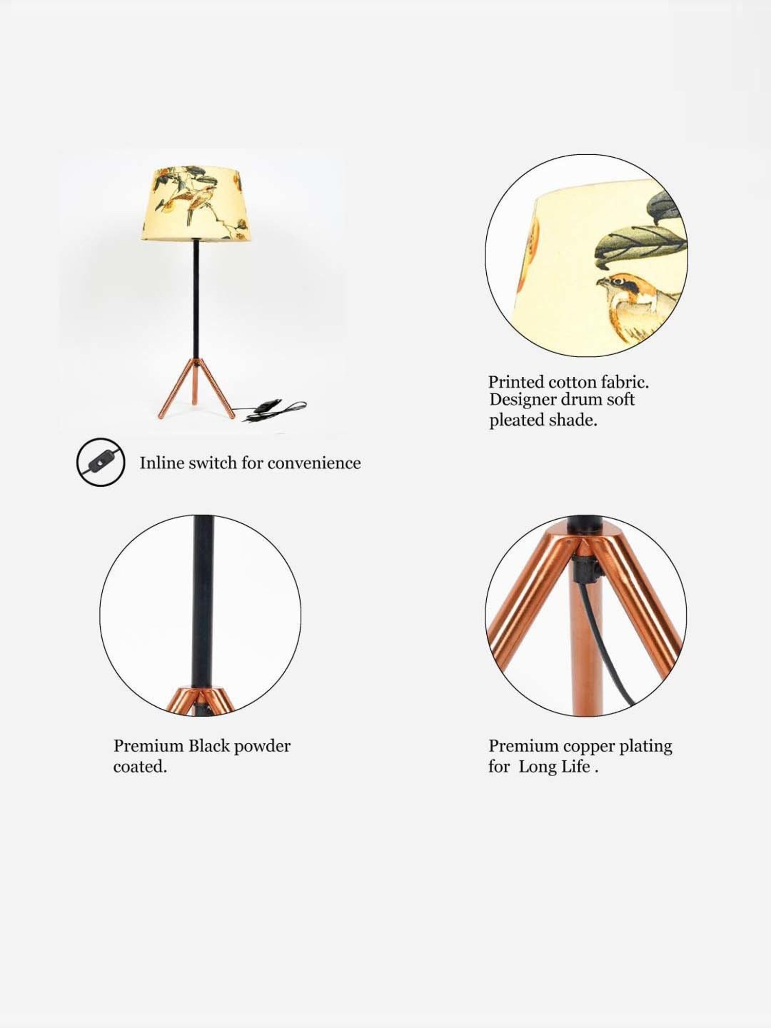 Kapoor Lamp Shades Black & Copper Metal Mizuko Table Lamp With Linen Shade