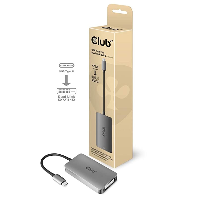 3D CAC-1510-A USB C to Dual Link DVI-D Adapter HDCP Off for Apple Cinema Displays, 3840x2160@30hz, 2560x1600@60Hz