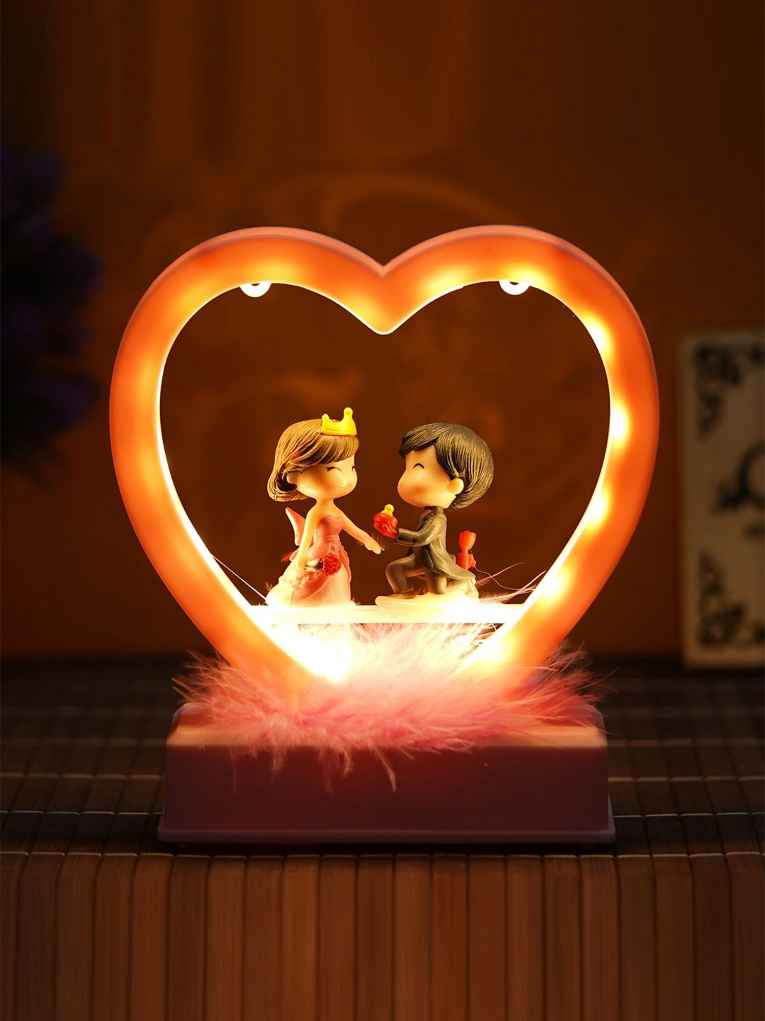 eCraftIndia Solid Polyresin Led Light Heart Showpiece