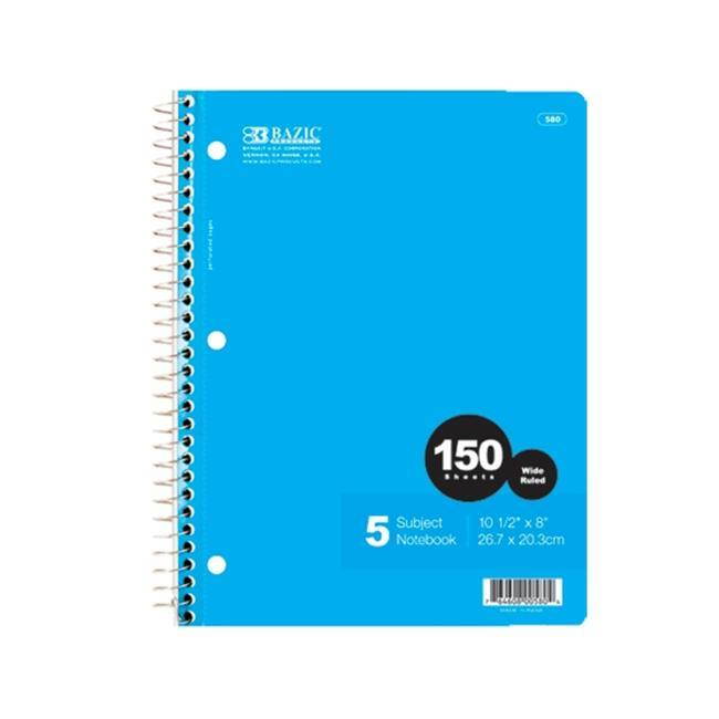 Bazic 580- 24 withR 150 Ct. 5- Subject Spiral Notebook- Pack of 24