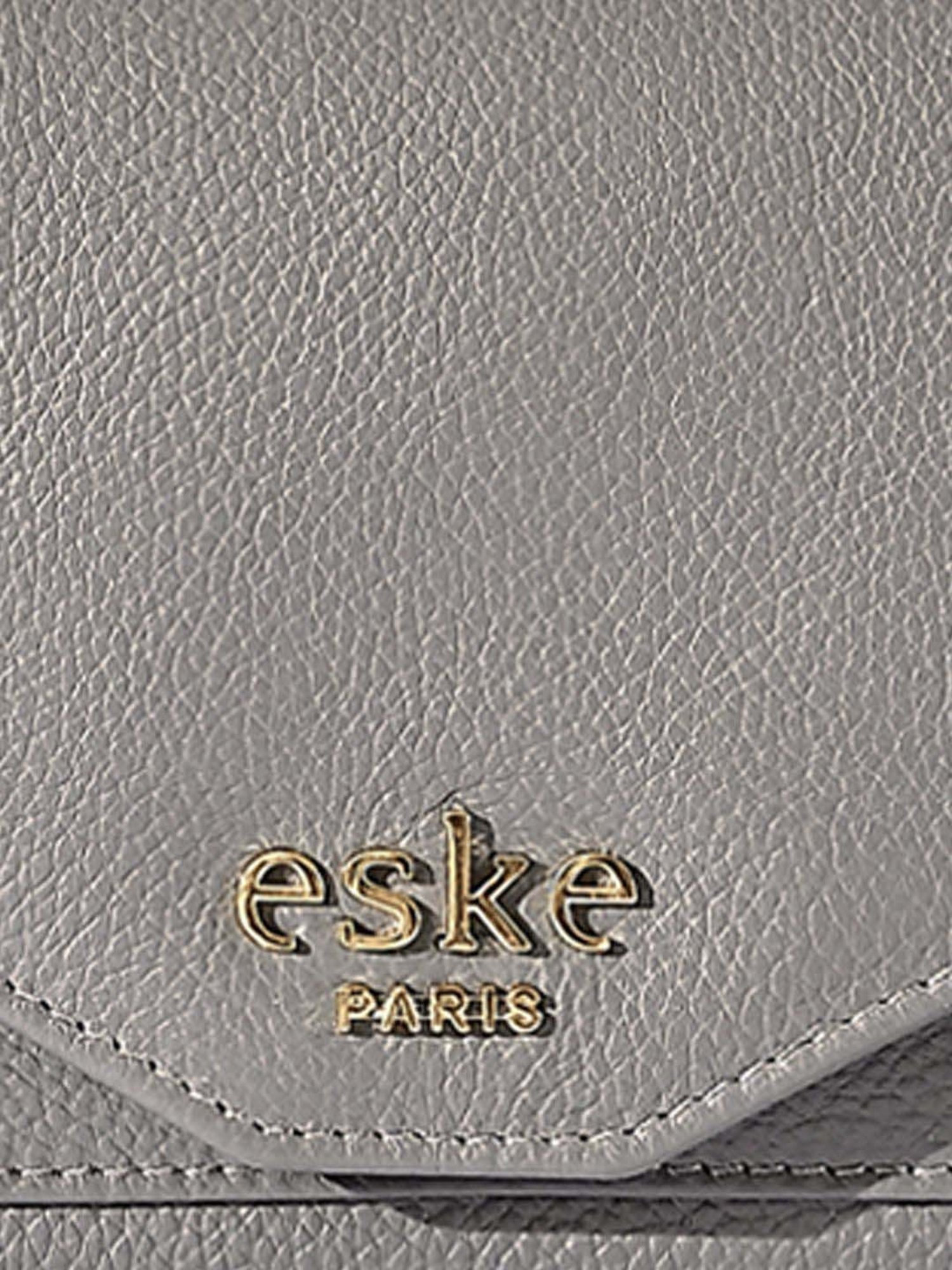 Eske Percy Grey Solid Tri-Fold Wallet for Women