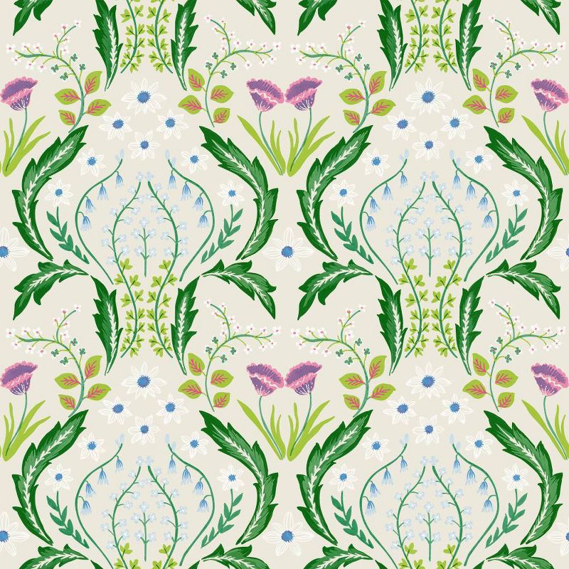 Tempaper Scandi Floral Peel and Stick Wallpaper Botanical Green