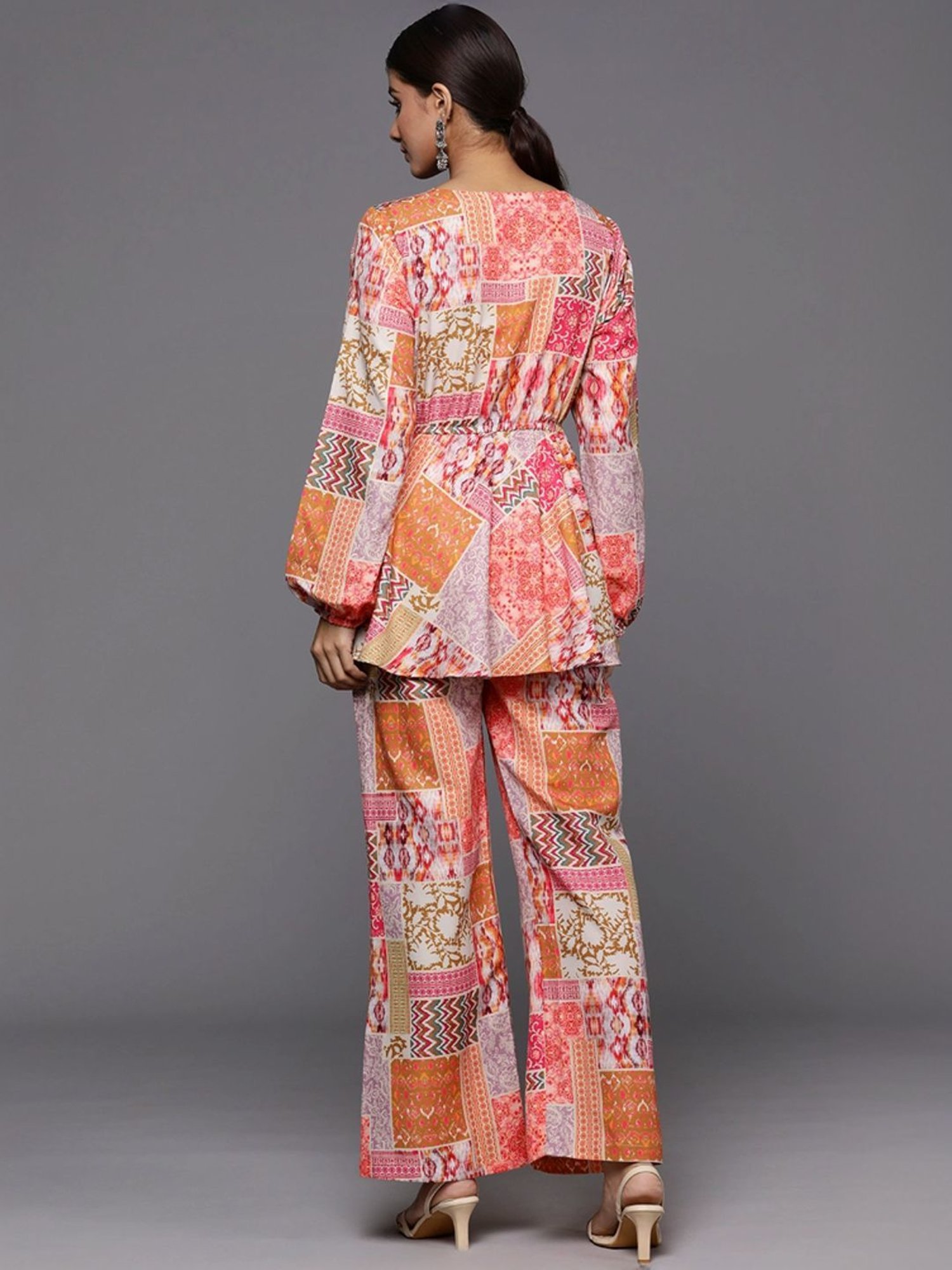 Varanga Multicolored Printed Top Pant Set
