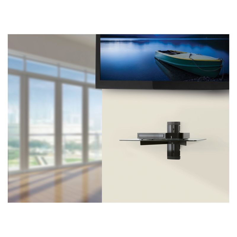 Wall Mounted AV Component Shelving System - 1 Shelf Black