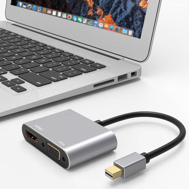 AABB-2 in 1 Mini Displayport DP To HDMI VGA Adapter Cable 4K 1080P Mini DP Converter