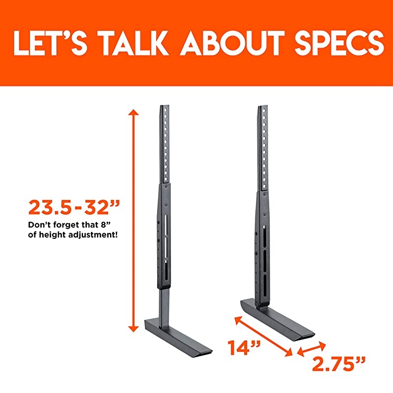 Universal TV Stand Height Adjustable Base For TVs Up to 77quot WobbleFree Replacement Stand Works With Any TV Including Vizio TCL Samsung amp More Flat Design Is Compatible With Soundbars