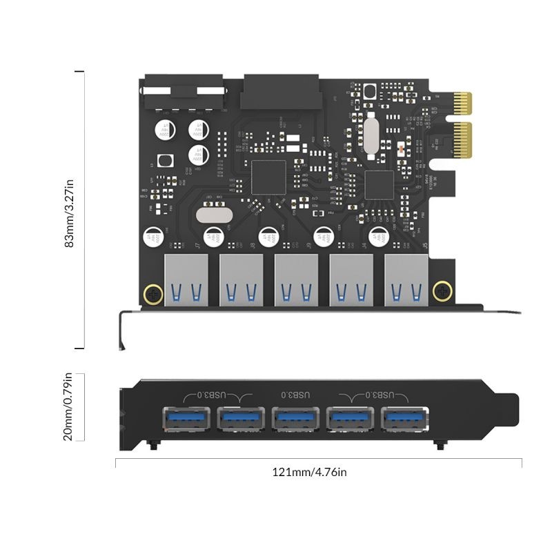ORICO SuperSpeed 7 Ports USB3.0 PCI-E Expansion Card Adapter PCI-E USB 3.0 HUB Controller Adapter Add on Card for Windows Vista PC Laptop (No Additional Power Connection Needed)