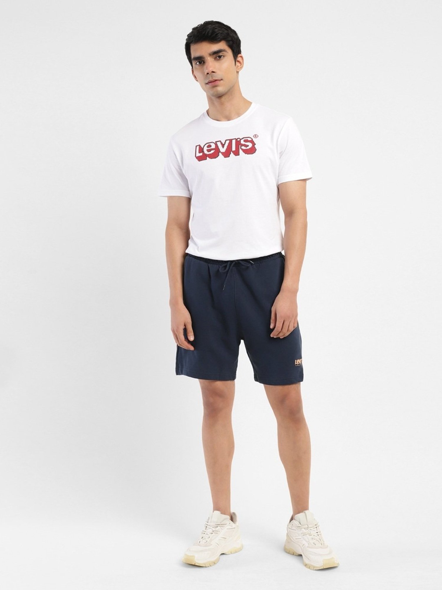 Levi's Navy Cotton Regular Fit Shorts