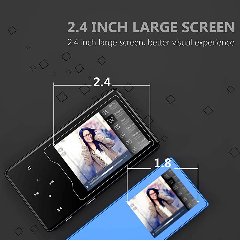Player 16GB MP4 Player with Bluetooth 42 Portable HiFi Lossless Sound 24 Large Screen Music Player with FM Radio Voice Recorder Video Player Support up to 128GB