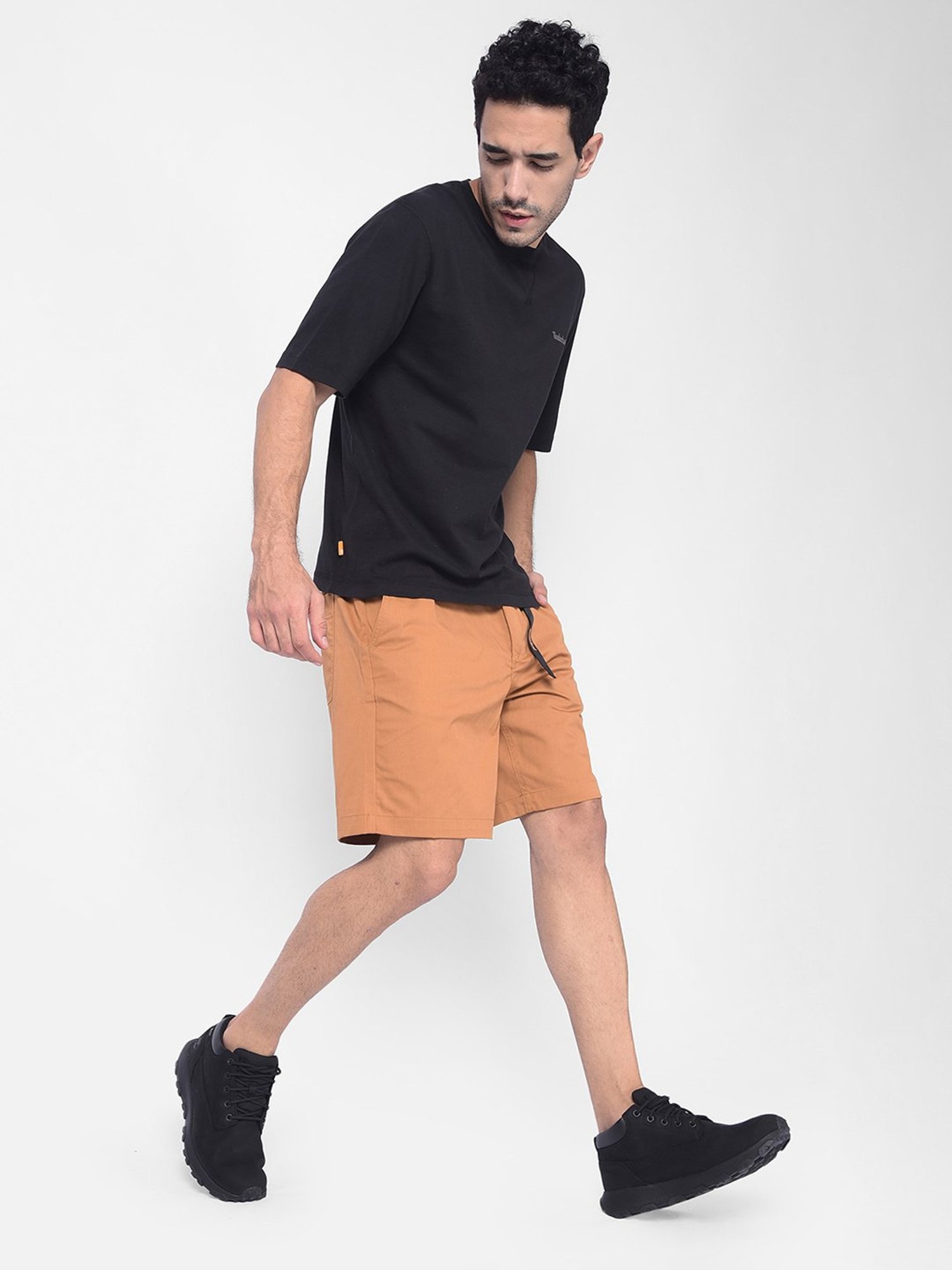 Timberland Black Regular Fit Logo Print Crew T-Shirt