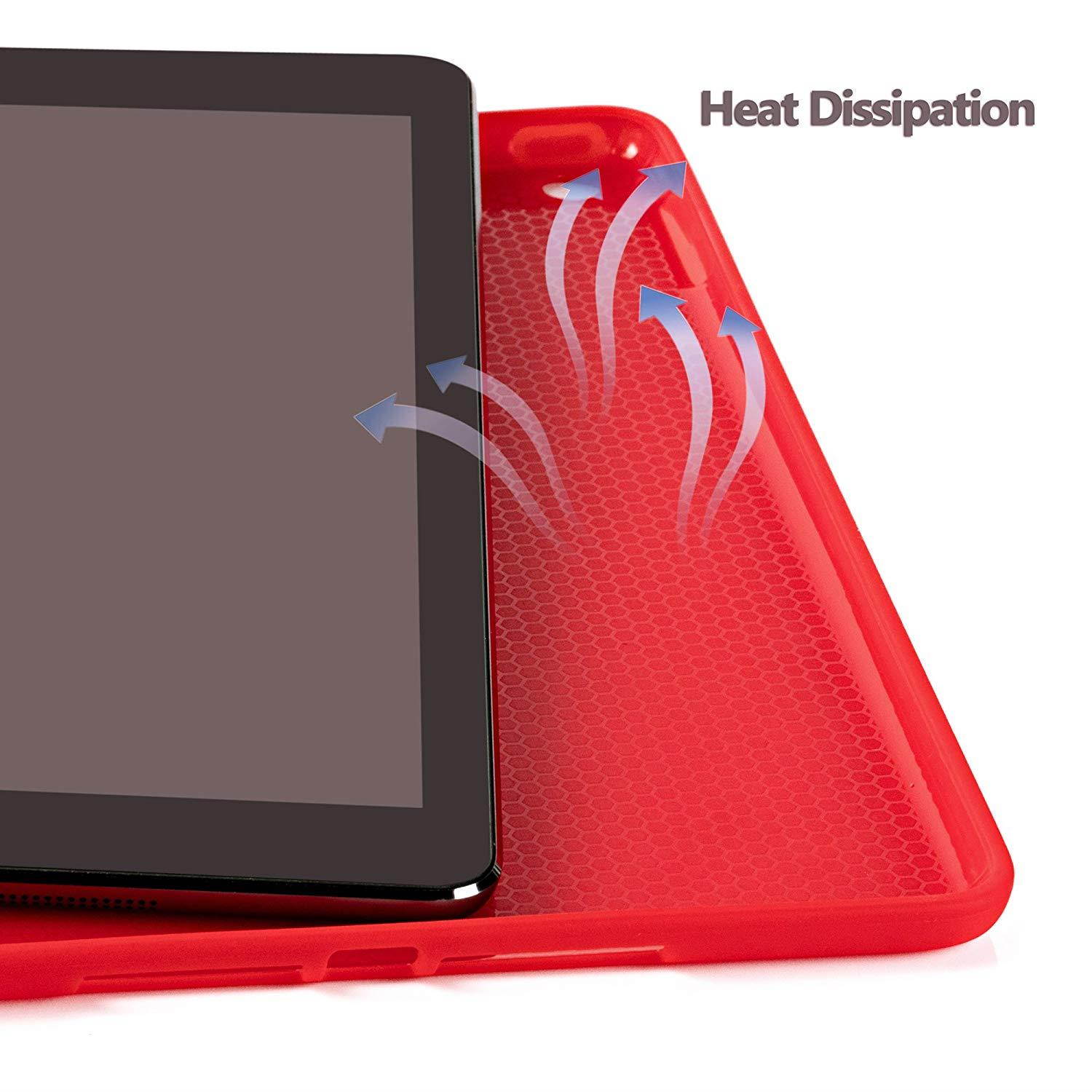 Ruban Case for Apple iPad (9.7-inch, 2018/2017 Model) - Ultra Slim Lightweight Smart Shell Standing Cover with Auto Wake/Sleep Feature, Red