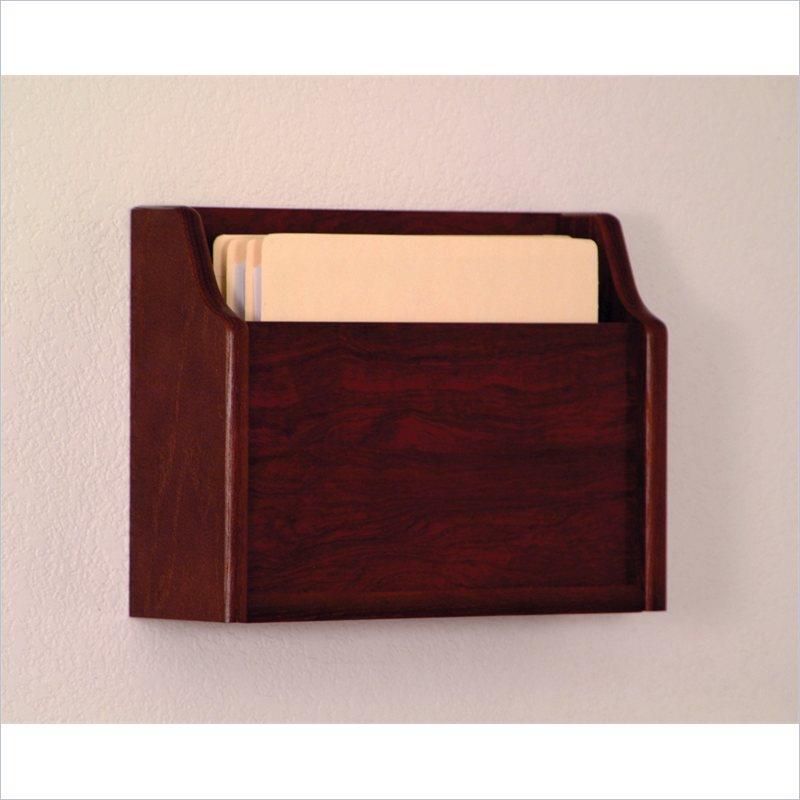 Wooden Mallet Home Office Deep Pocket Letter Size File Holder Wall Display Storage Rack Furniture Mahogany