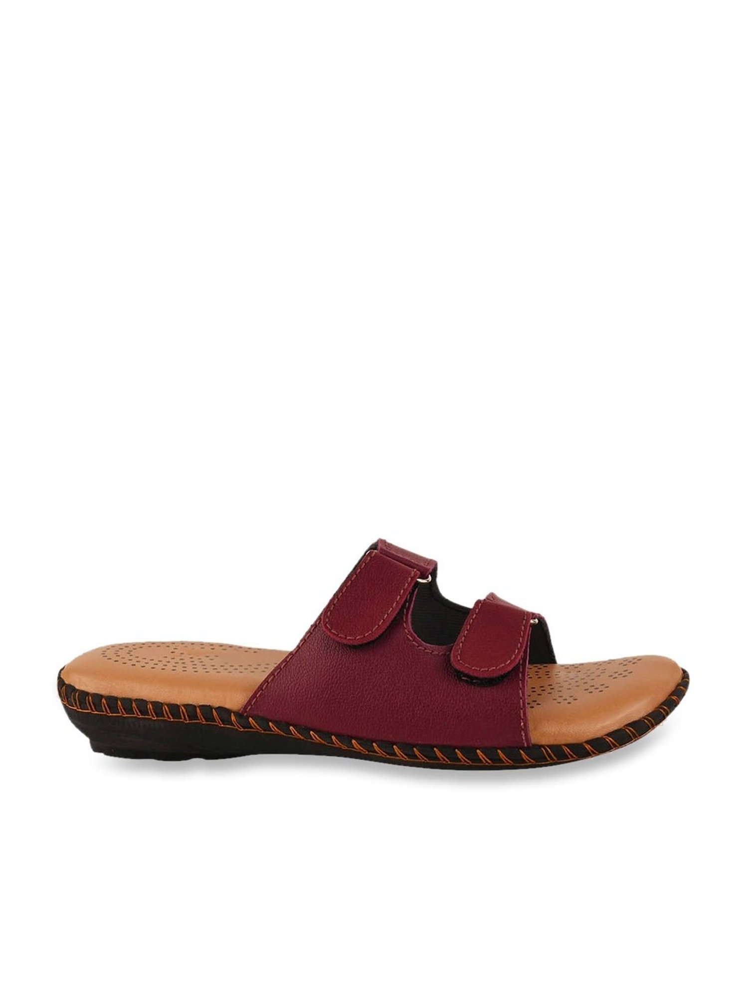 The White Pole Women's Dark Maroon Casual Sandals