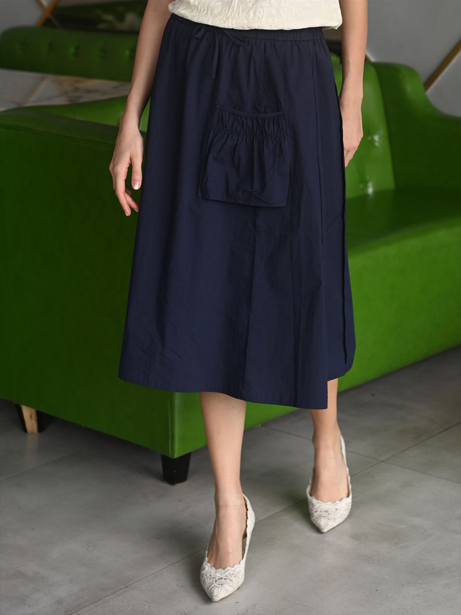 Odette Navy A-Line Skirt