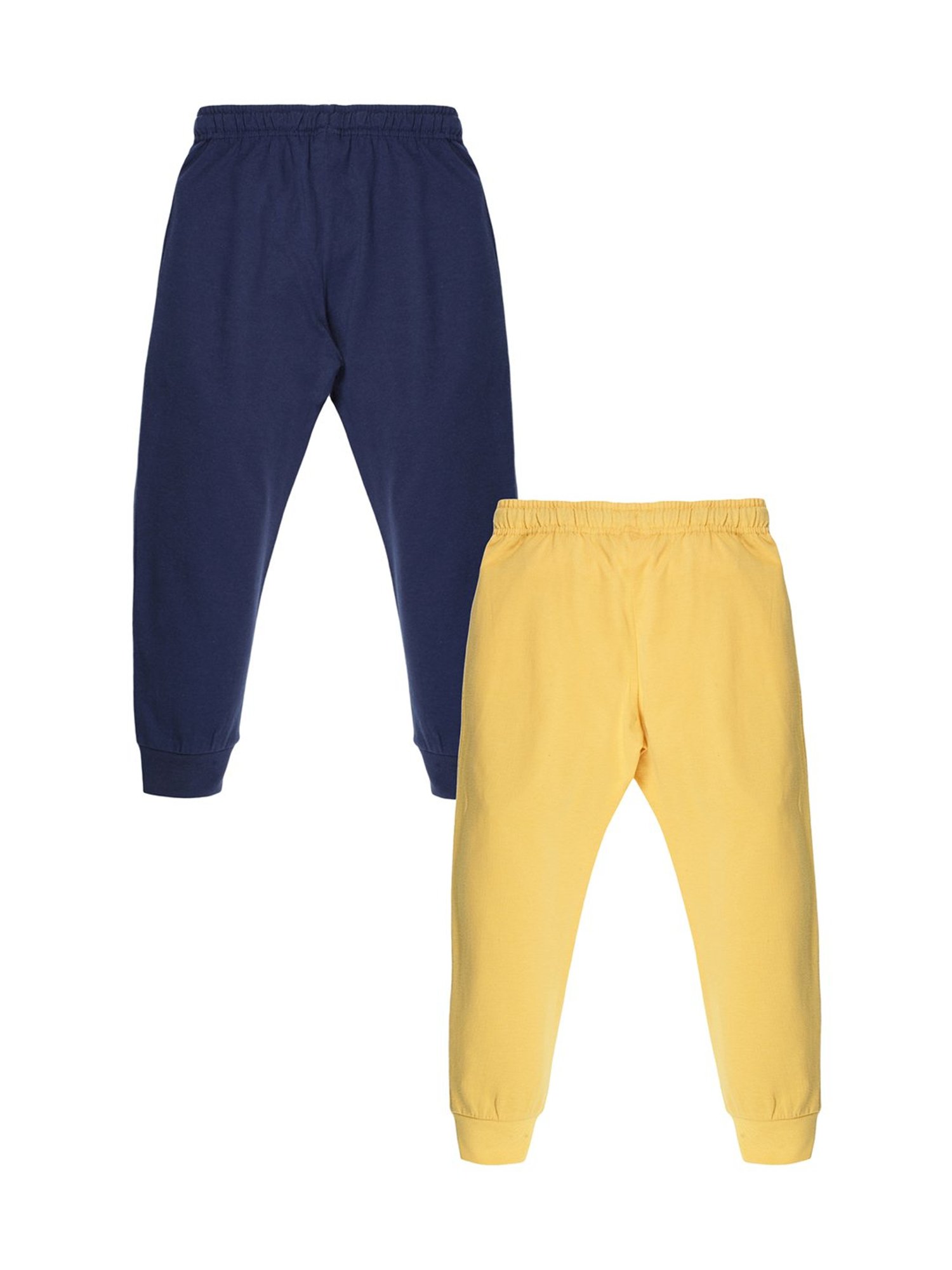Plum Tree Boys Yellow & Navy Printed Joggers (Pack Of 2)
