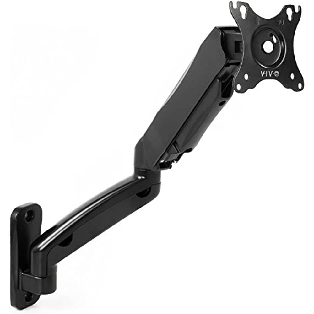 VIVO Black Gas Spring Extended Arm Full Motion Articulating Monitor Wall Mount for 17" to 27" Screens (MOUNT-V001G)