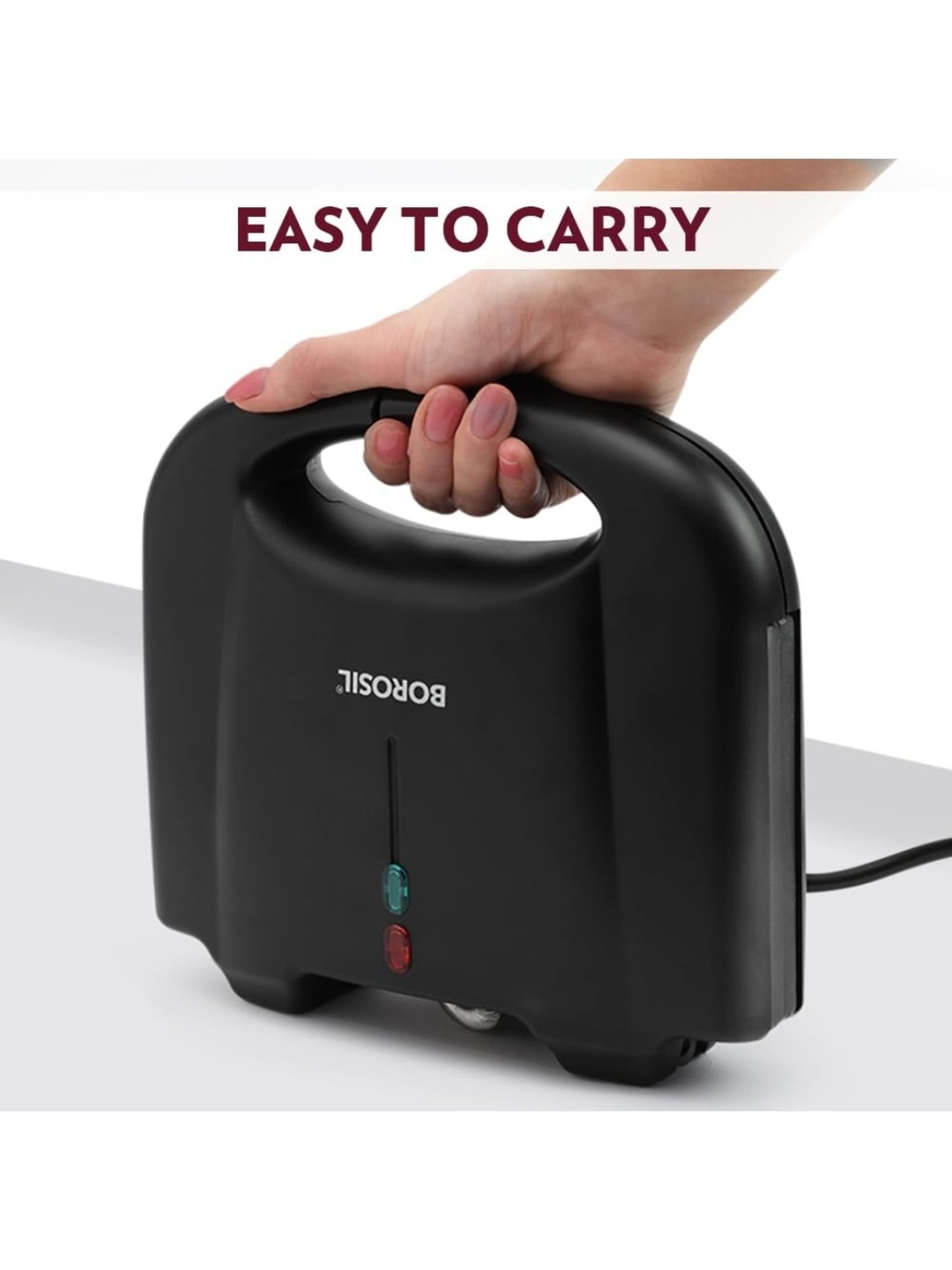 Borosil Sandwich Maker 800W Non Stick Coating (Black)