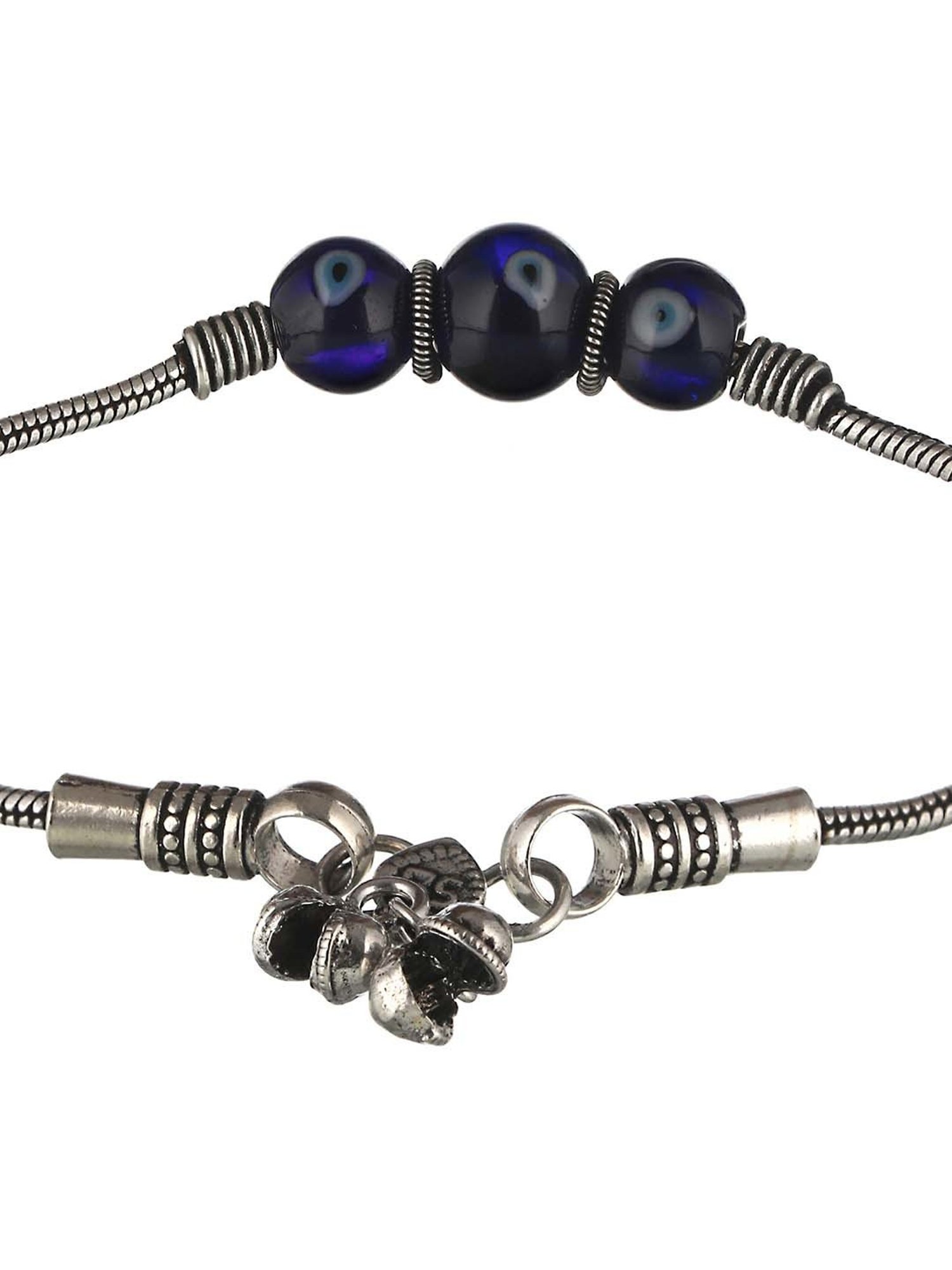 Saraf RS Jewellery Evil Eye German Silver Payal/Anklets - Set of 2