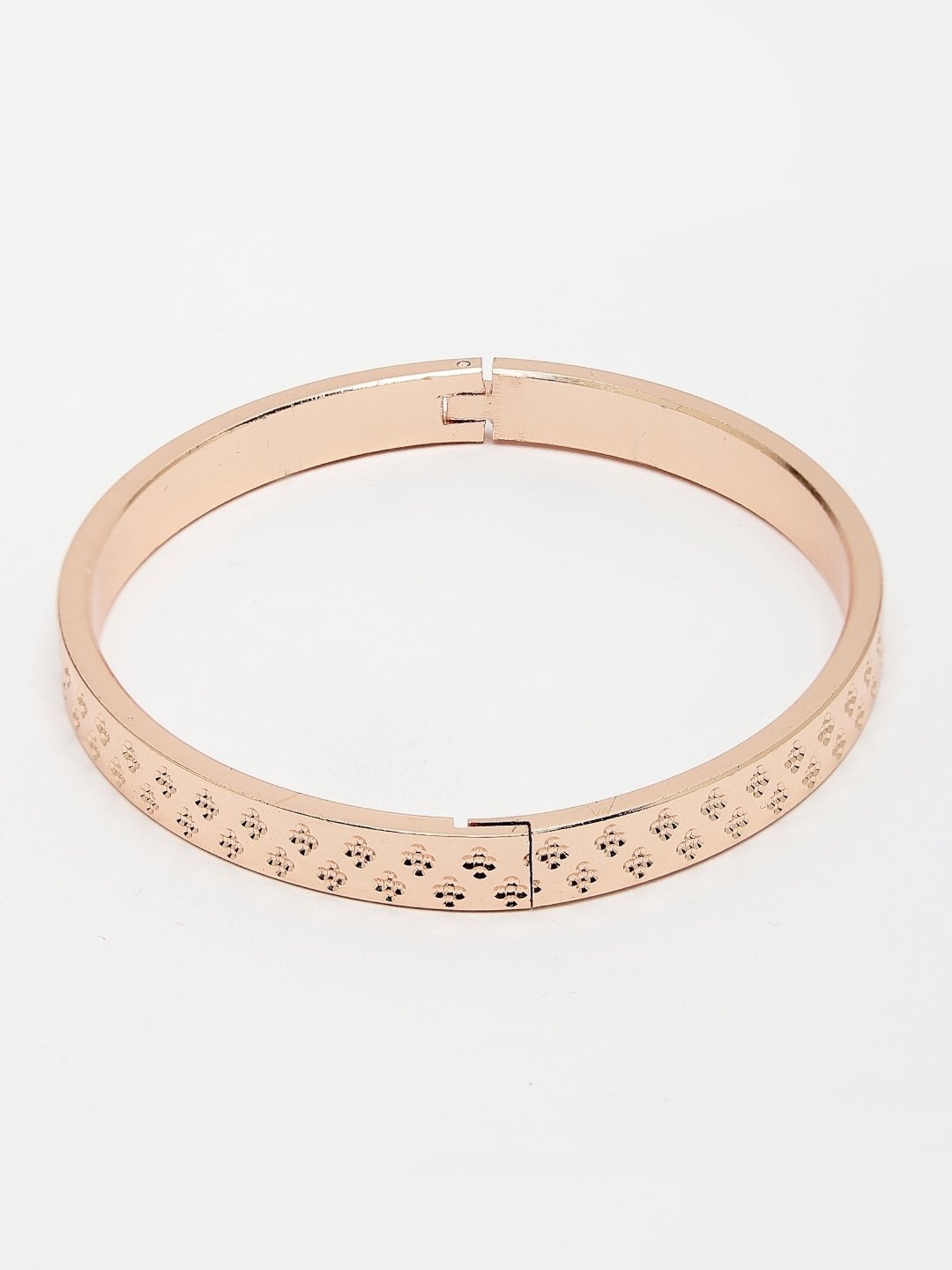 NVR Men Rose Gold Stainless Steel Kada Bracelet