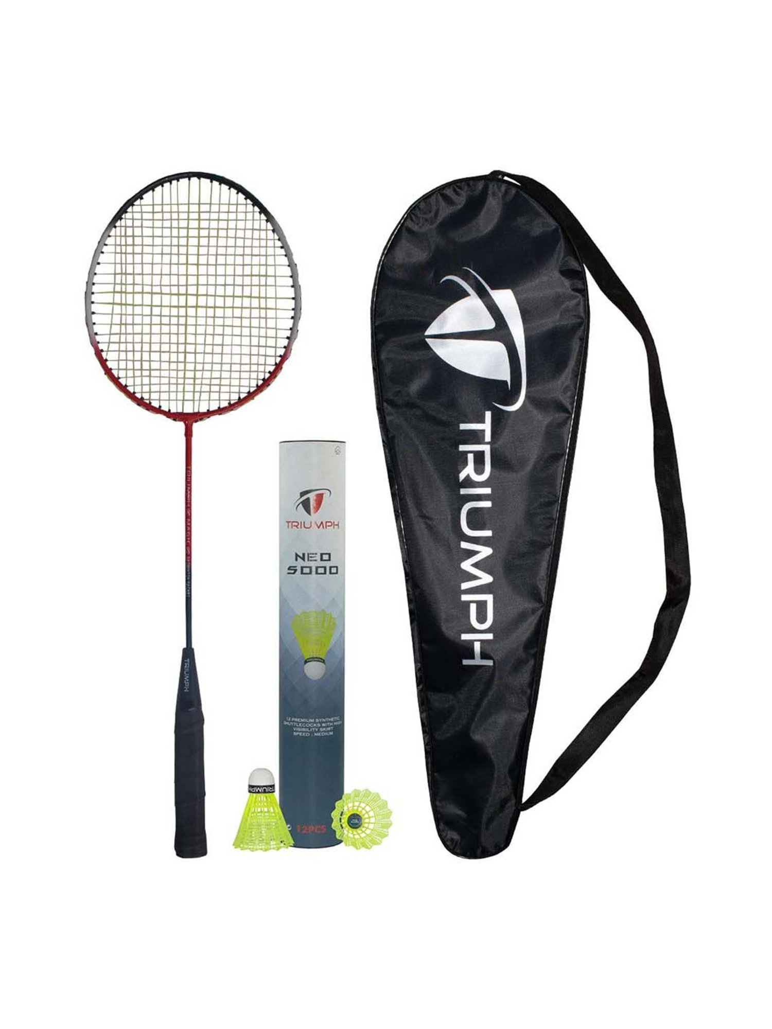 Triumph Red & Green Badminton Racquet with Neo-5000 Shuttlecock (12Pcs)