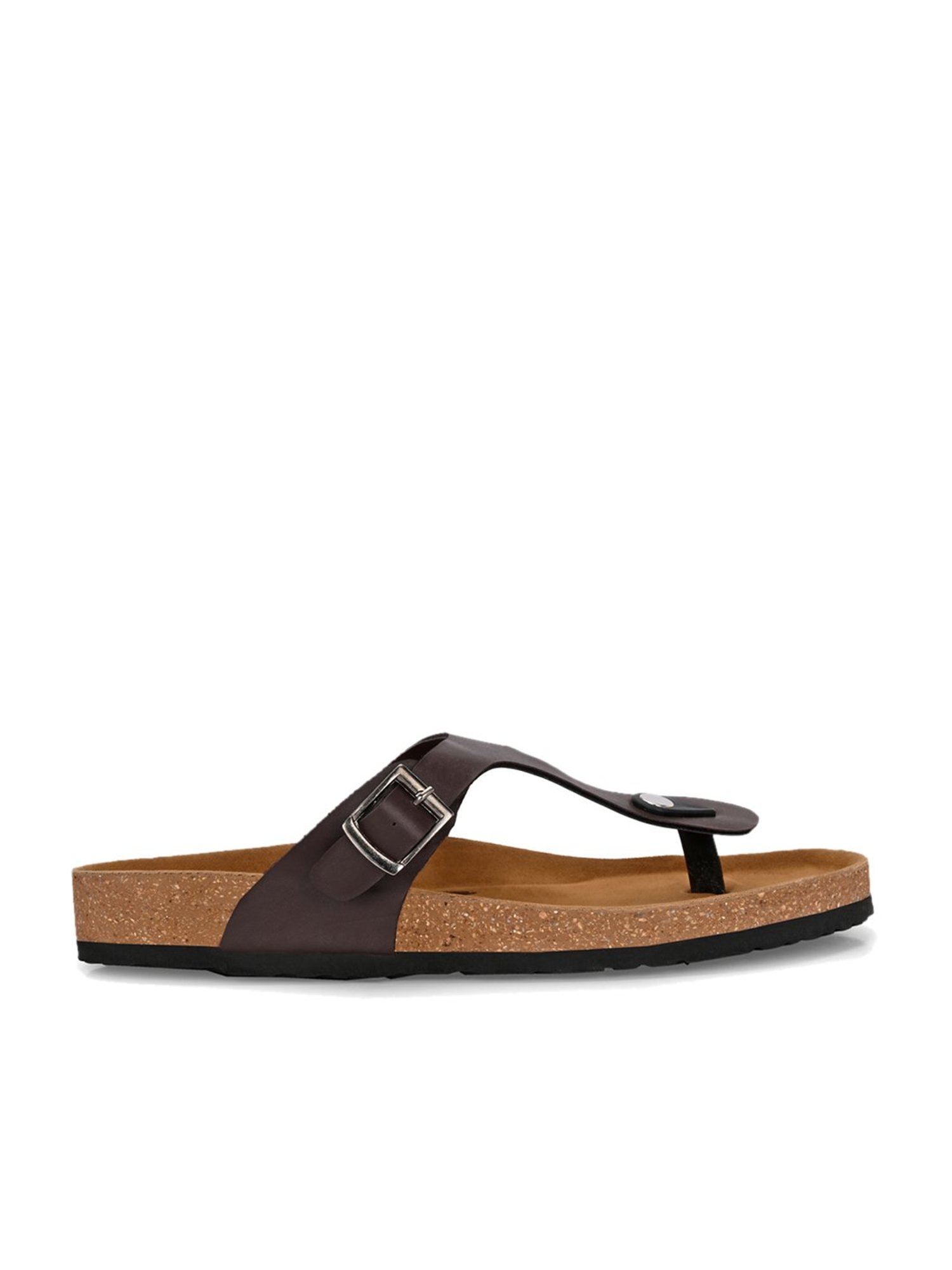 Hoversole Men's Brown Cork T-Strap Sandals