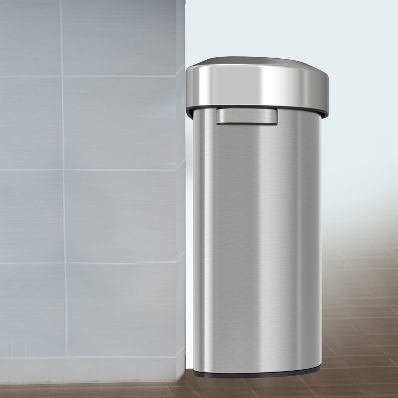 iTouchless Open Top Kitchen Trash Can 18 Gallon Semi-Round Silver Stainless Steel