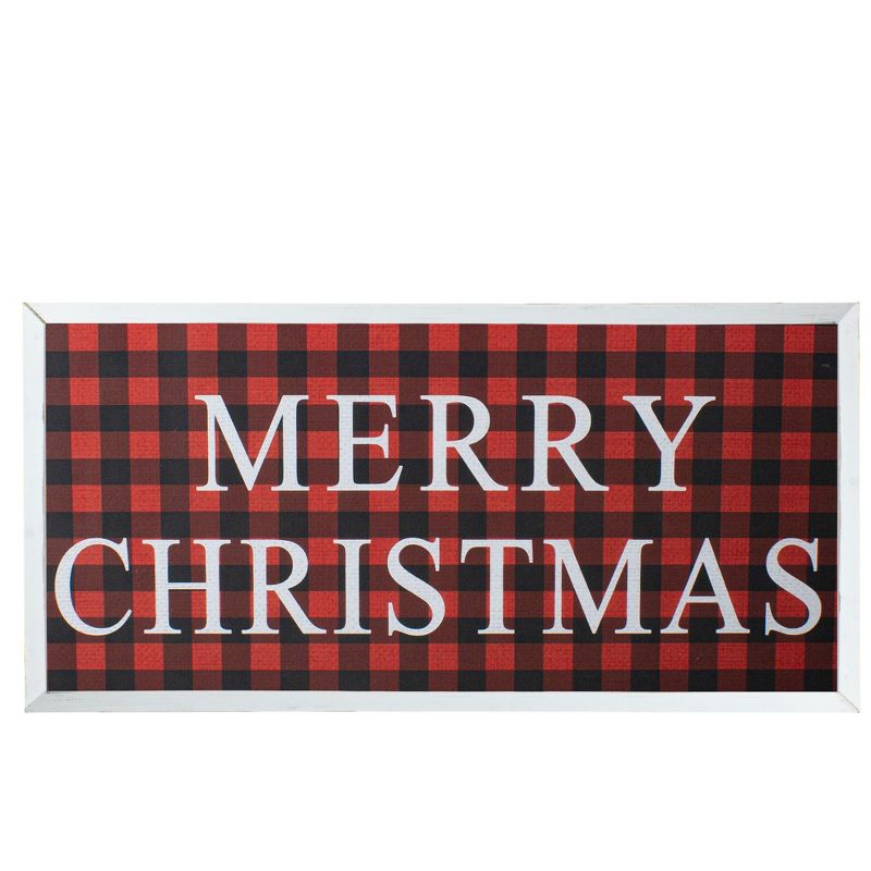 Northlight 24&rdquo; Red and Black Buffalo Plaid Merry Christmas Wooden Hanging Wall Sign
