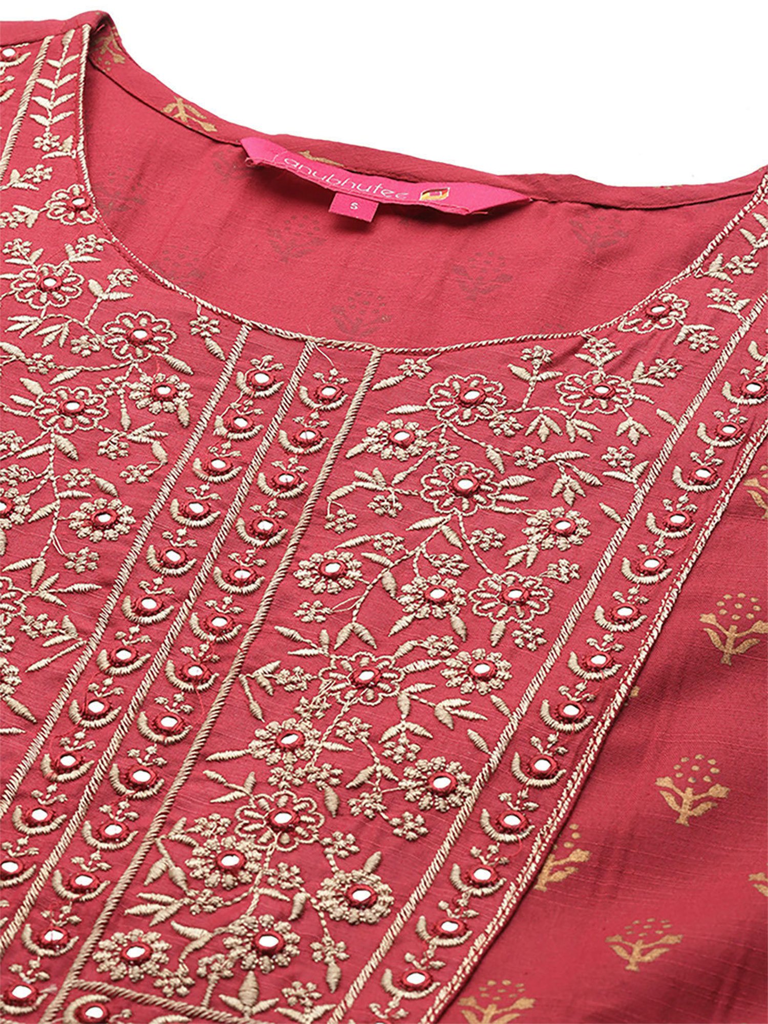 Anubhutee Pink Embroidered Kurta Pant Set With Dupatta