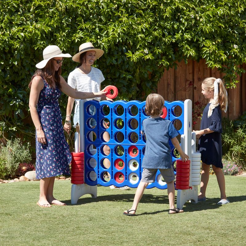ECR4Kids Jumbo 4-to-Score Giant Game with Carry Bag, Lawn Game, Connect-All-4 - Red, White and Blue