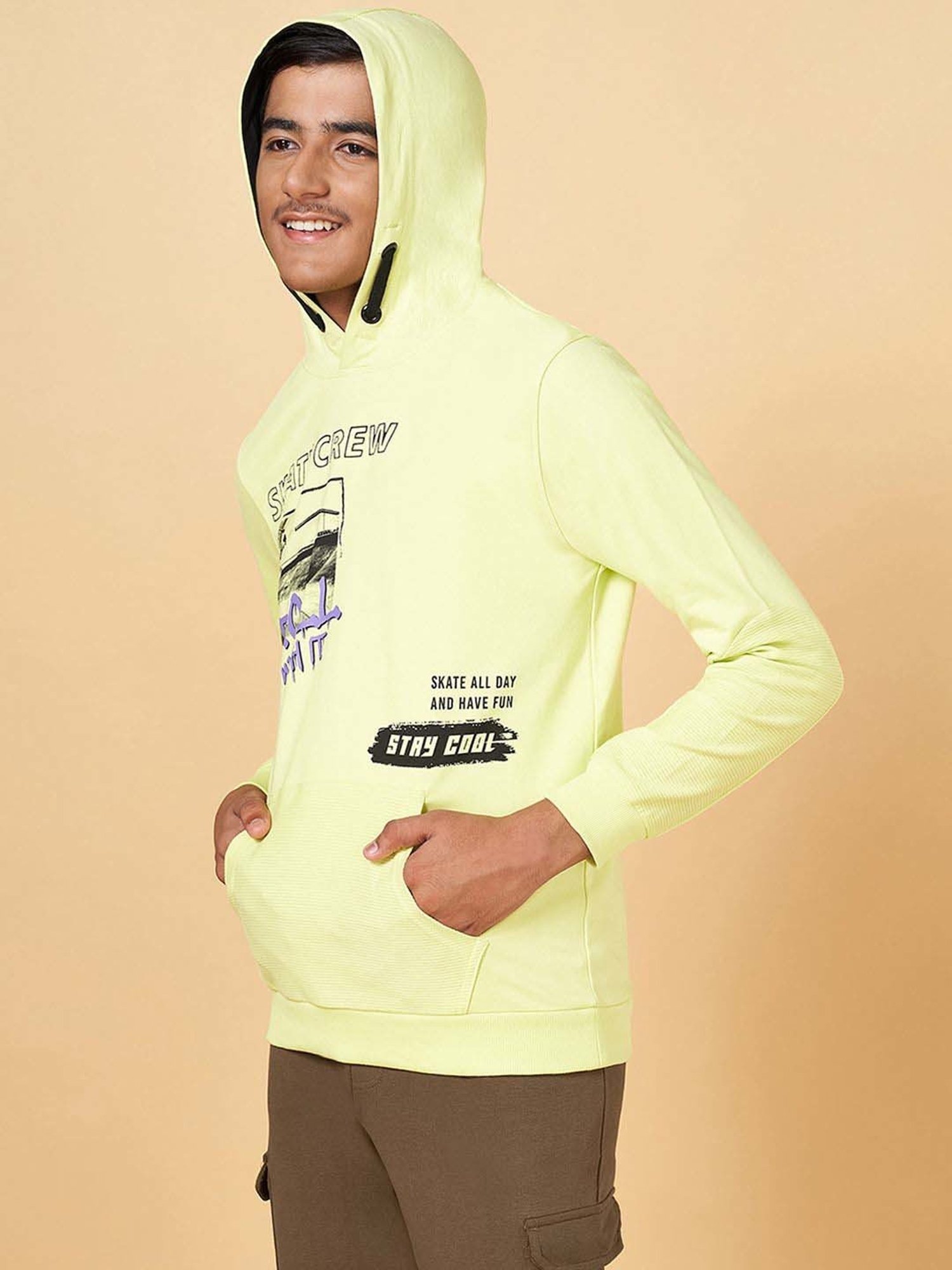 Coolsters by Pantaloons Kids Green Cotton Printed Full Sleeves Sweatshirt