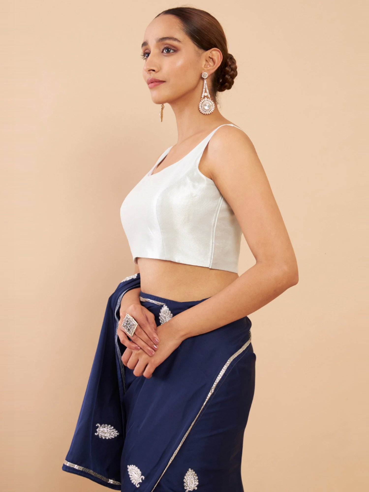 Soch Silver Plain Readymade Blouse