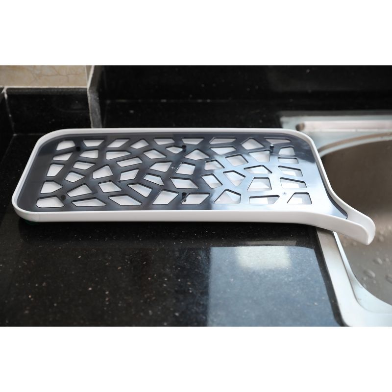 Basicwise Plastic Self Draining Kitchen Counter Dish Rack Drainer
