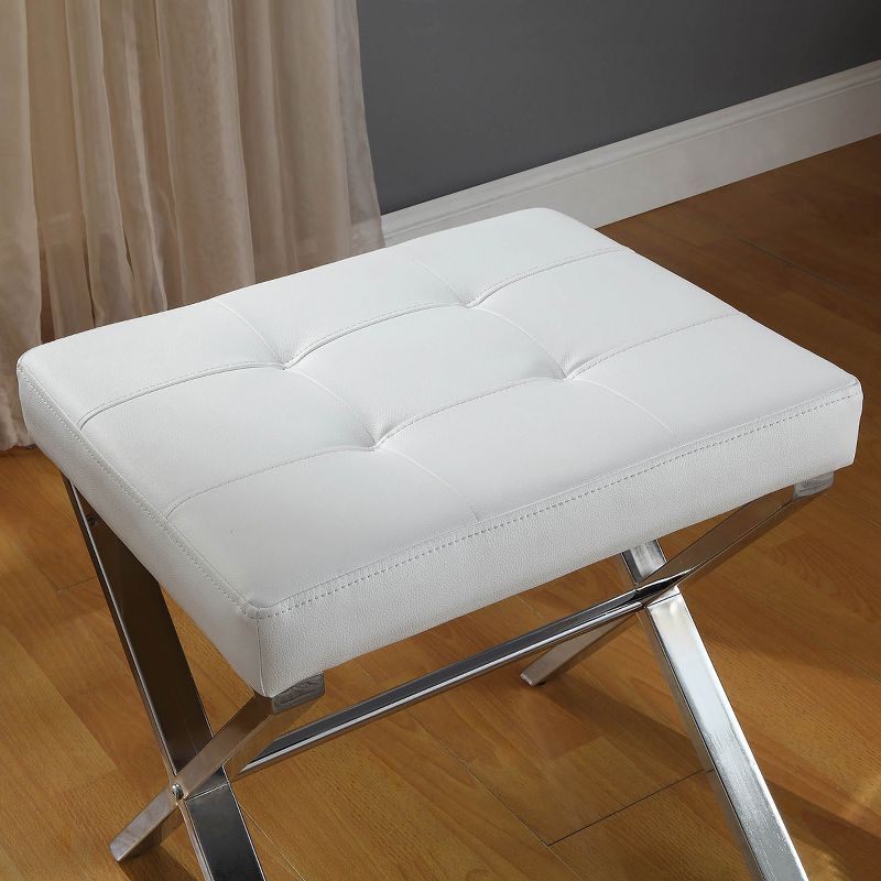 Evon Vanity Bench White/Chrome - Carolina Chair & Table