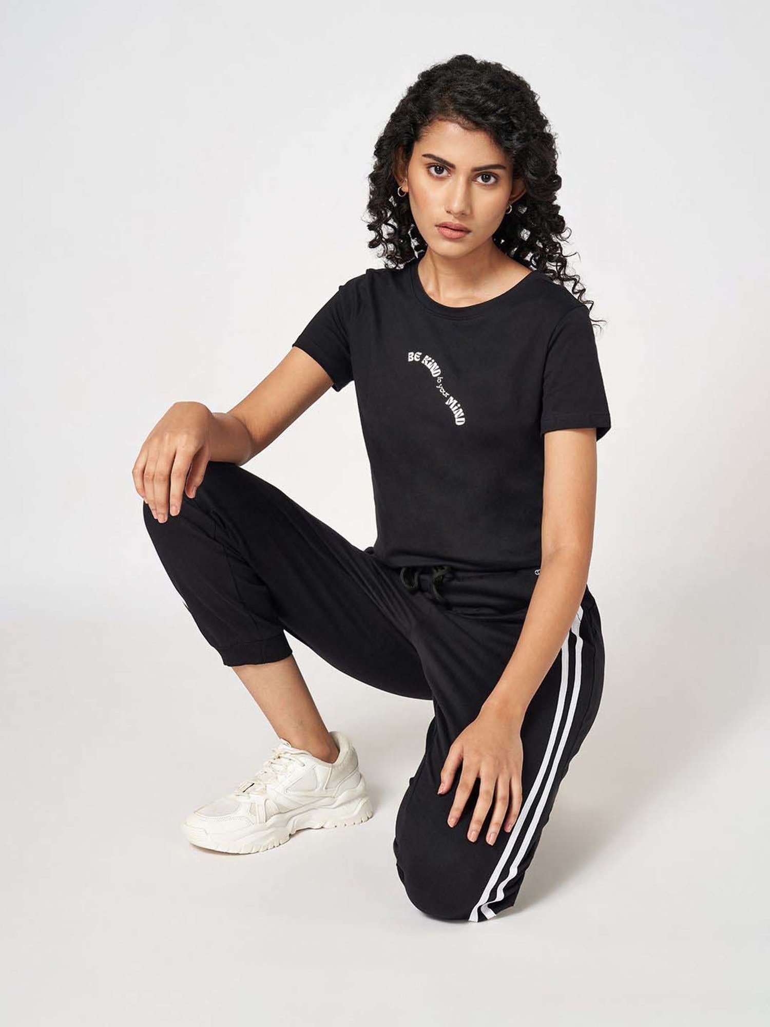 Ajile by Pantaloons Black Cotton Printed T-Shirt