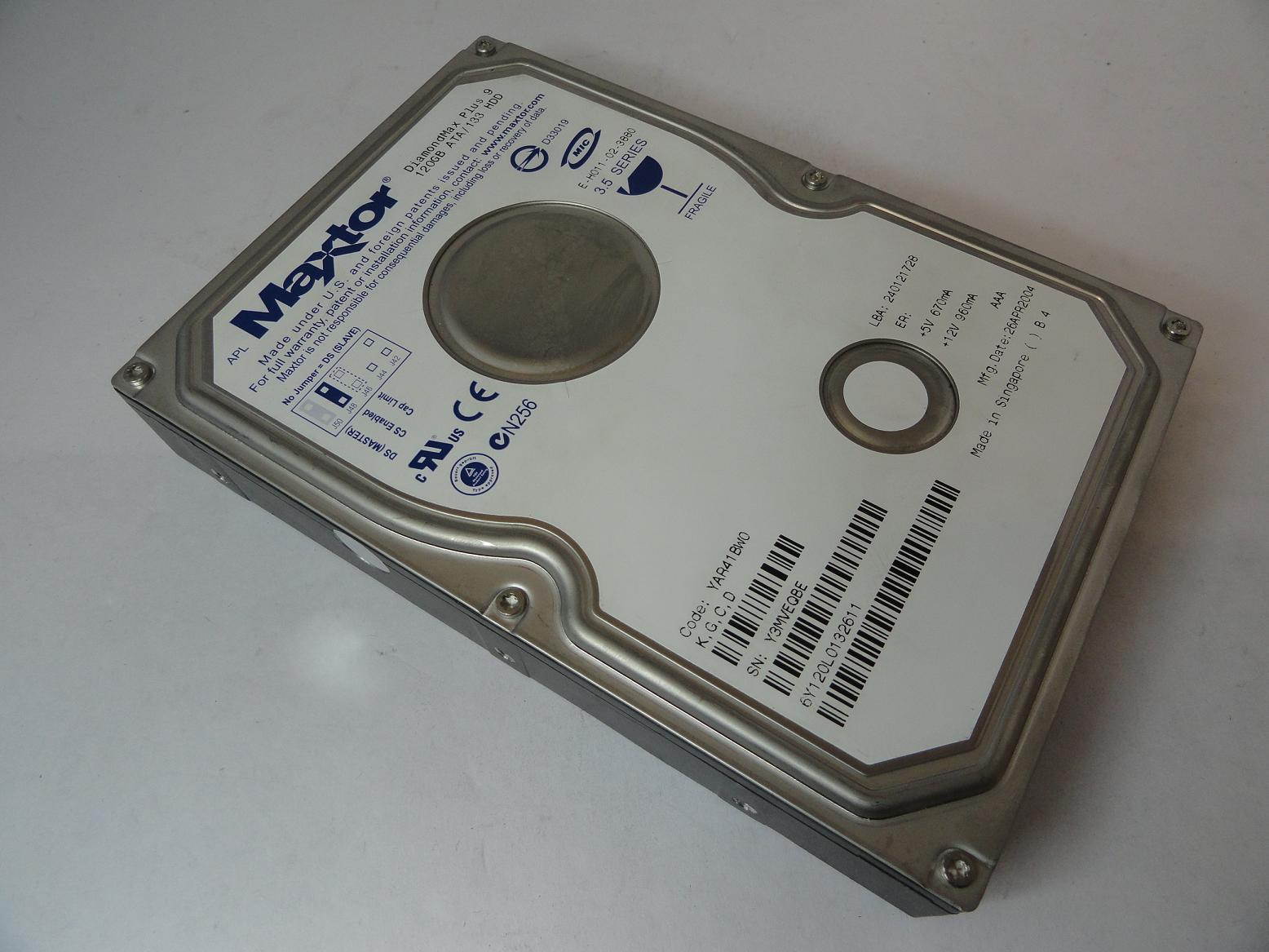MAXTOR 6Y120L0 Diamondmax Plus9 120Gb 7200Rpm 2Mb Buffer Ata Ide133 (Ultra) 3.5Inch Low Profile (1.0Inch) Internal Hard Disk Drive