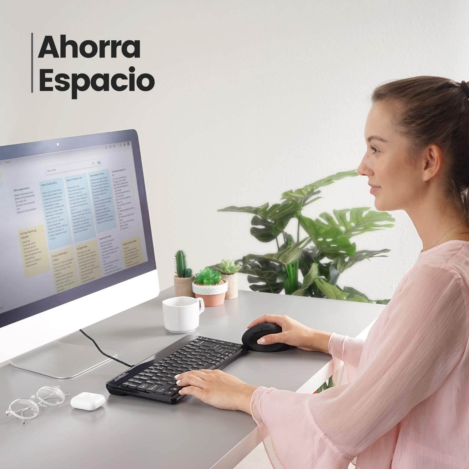 Perixx PERIBOARD-409U ES - Mini USB Teclado - Negro Brillante - QWERTY Espa&ntilde;ol