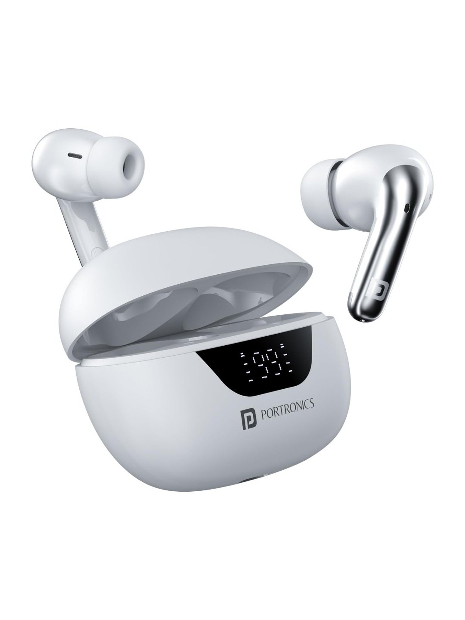 Portronics Harmonics Twins 28 in Ear Earbuds with ANC & 50Hrs Playback (White, True Wireless)