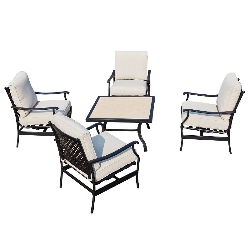 5pc Steel Patio Dining Sets Cream - Lokatse