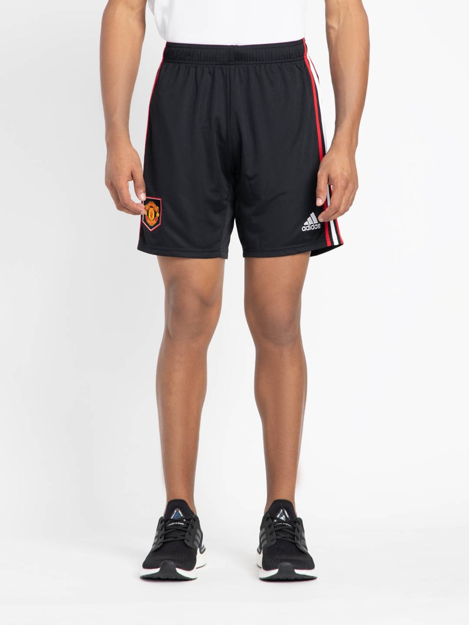 Adidas Black Regular Fit Striped Sports Shorts