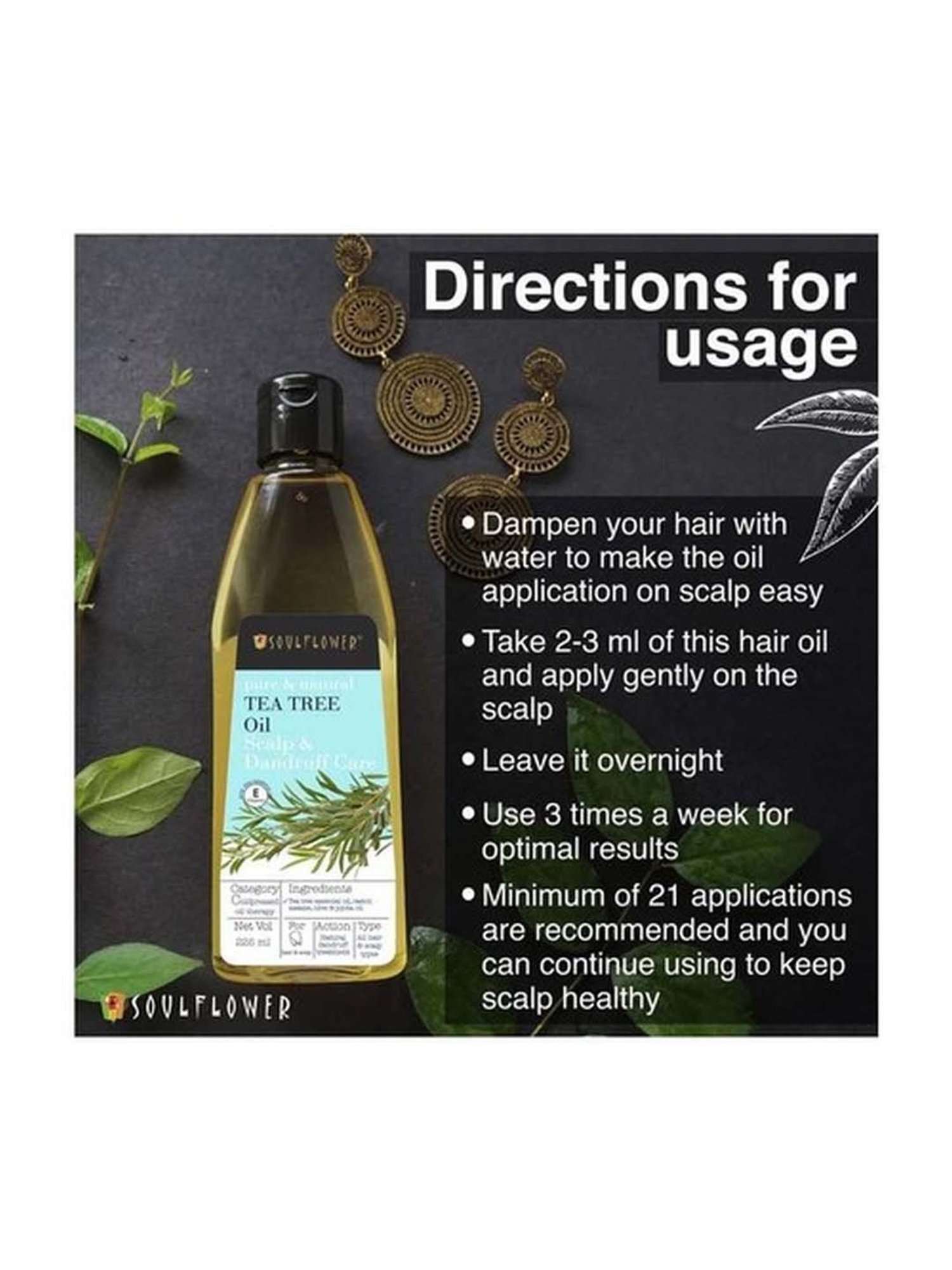 Soulflower Tea Tree Anti Dandruff Hair Oil - 225 ml